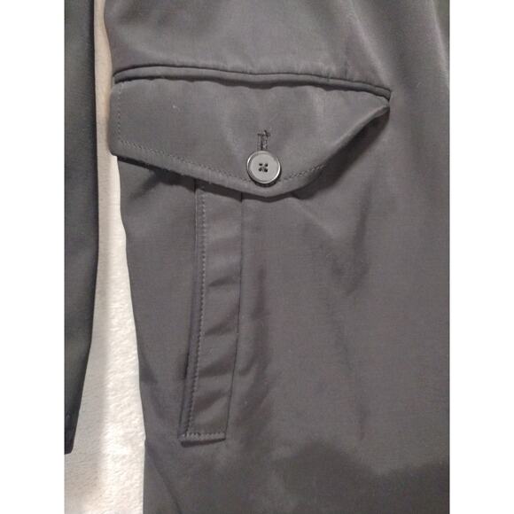 Banana Republic Womens Sz L Black Trench Coat Rain Jacket Old Money Quiet Luxury - Picture 6 of 13